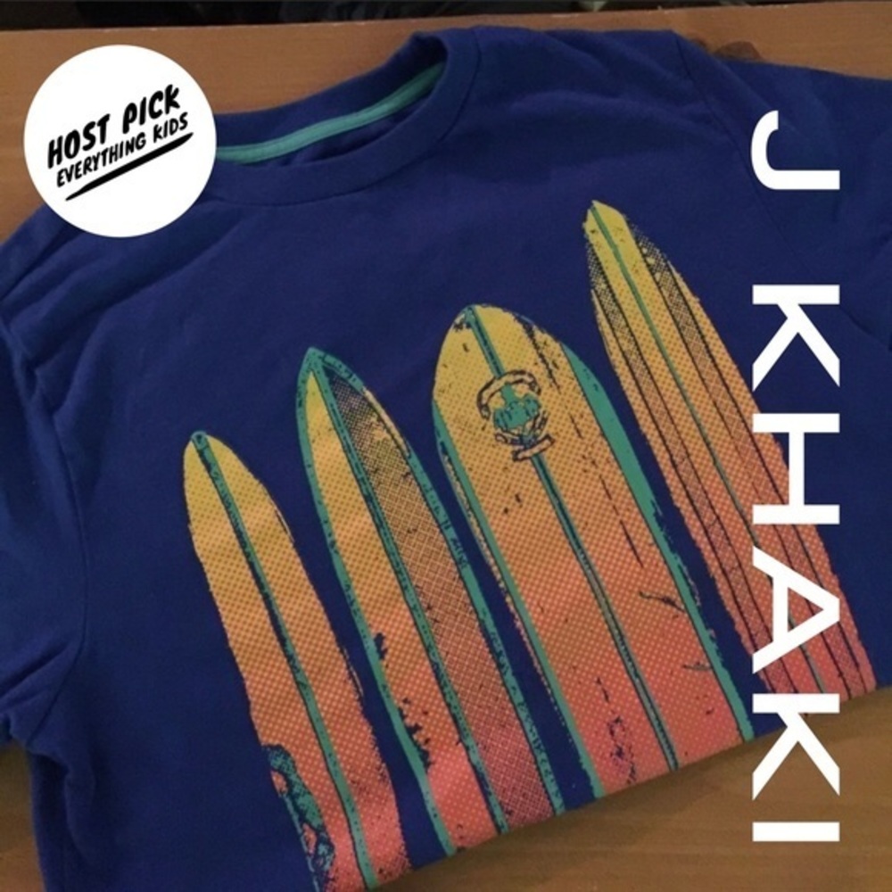 J Khaki, M, tshirt, surfboards on front
